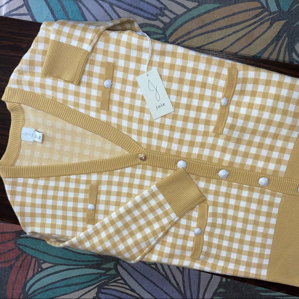 Joie Yellow Gingham Cardigan